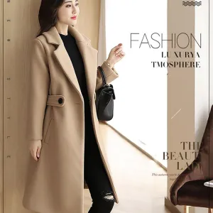 Mid-length Woolen Coat Winter Fashion Temperament Woolen Coat Warm All-match Woolen Coat