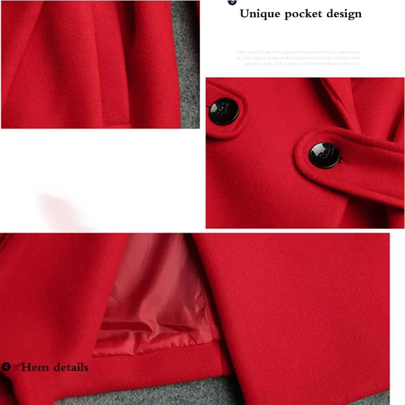 Mid-length Woolen Coat Winter Fashion Temperament Woolen Coat Warm All-match Woolen Coat