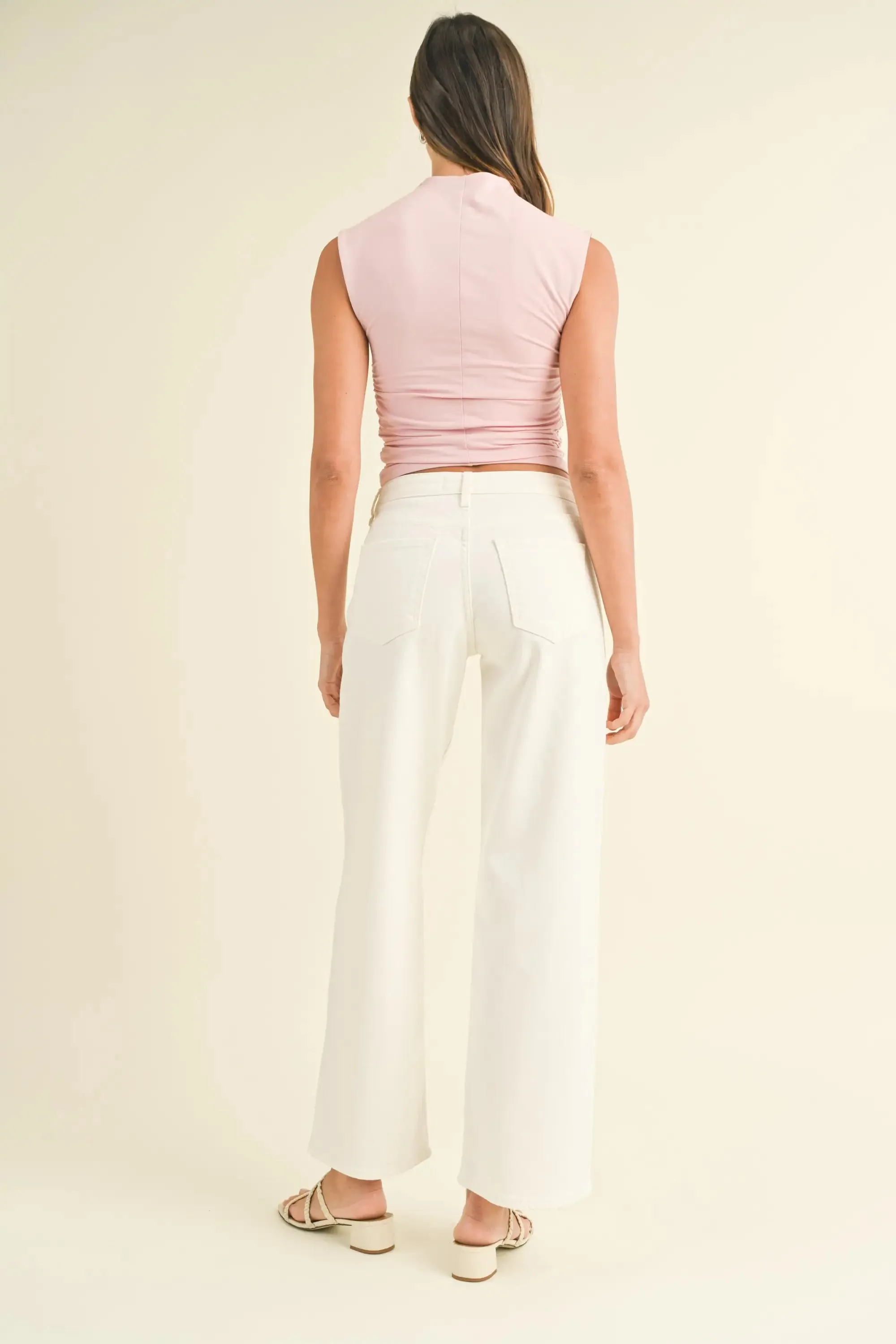 MIDRISE SLIM WIDE LEG DENIM JEANS WITH LIGHT STRETCH