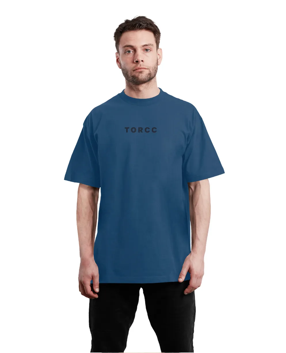 Minimal Blue Printed Oversized T-shirt | Drop Shoulder T-shirt