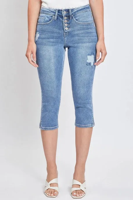 Missy Vintage Exposed Button Capri
