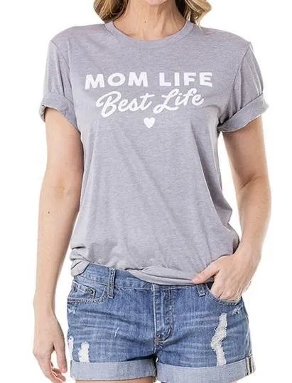 Mom T-shirts • Mom life is the best life • Blue - Pink - Gray