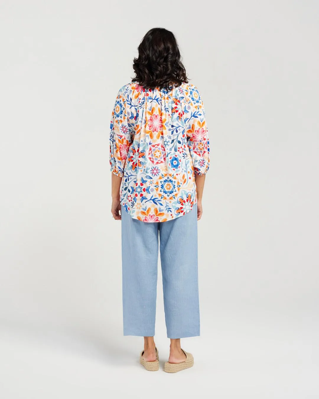Mosaic Gathered Sleeve Top