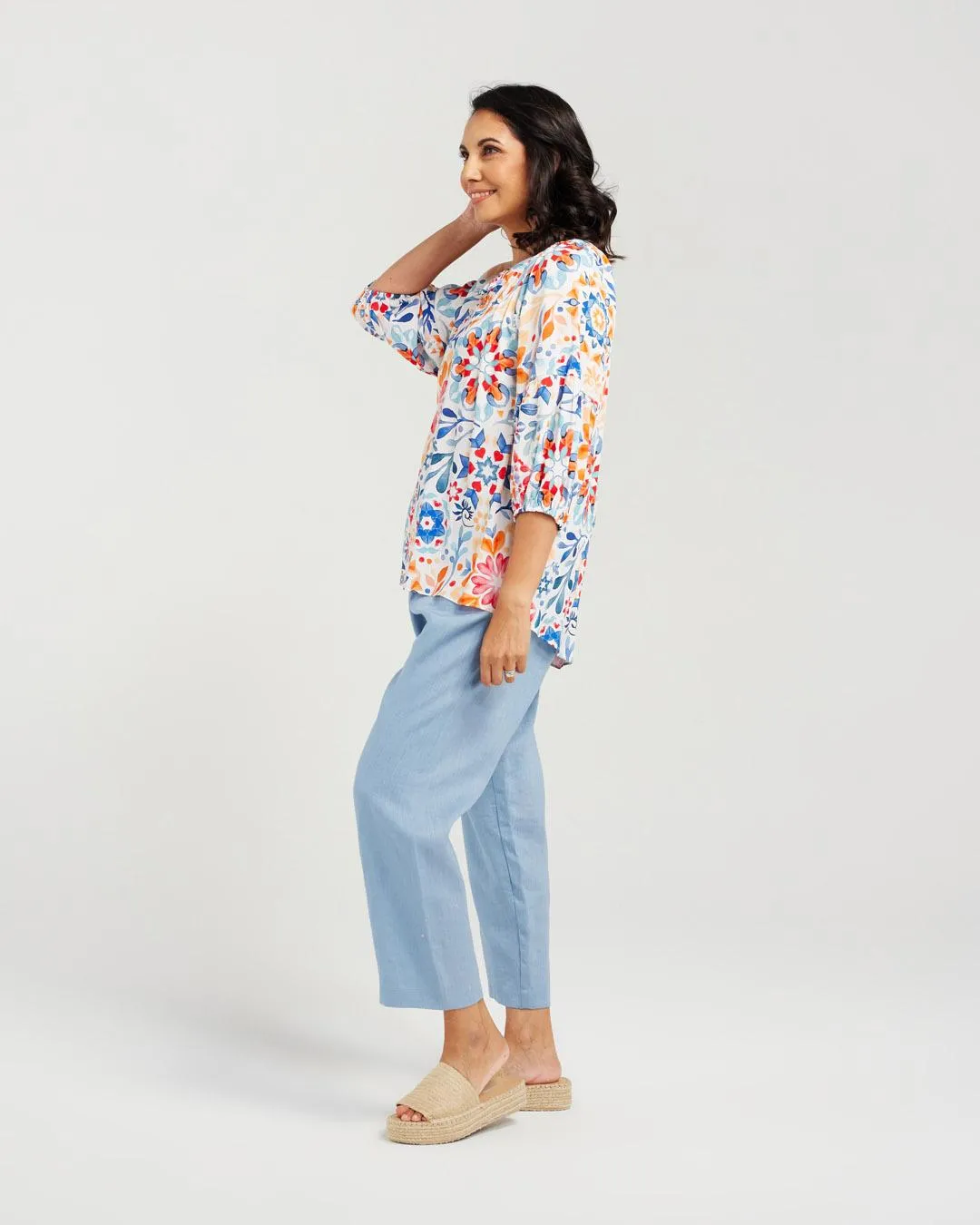 Mosaic Gathered Sleeve Top