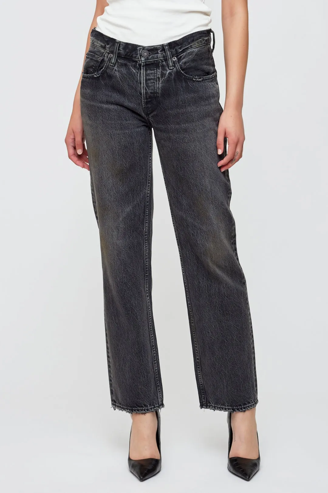Moussy Vintage Iona Straight-Low Jeans in Black