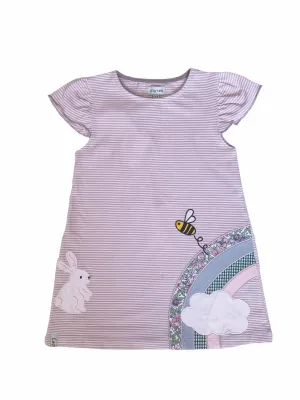 Multicoloured Bunny And Bees Applique Dress
