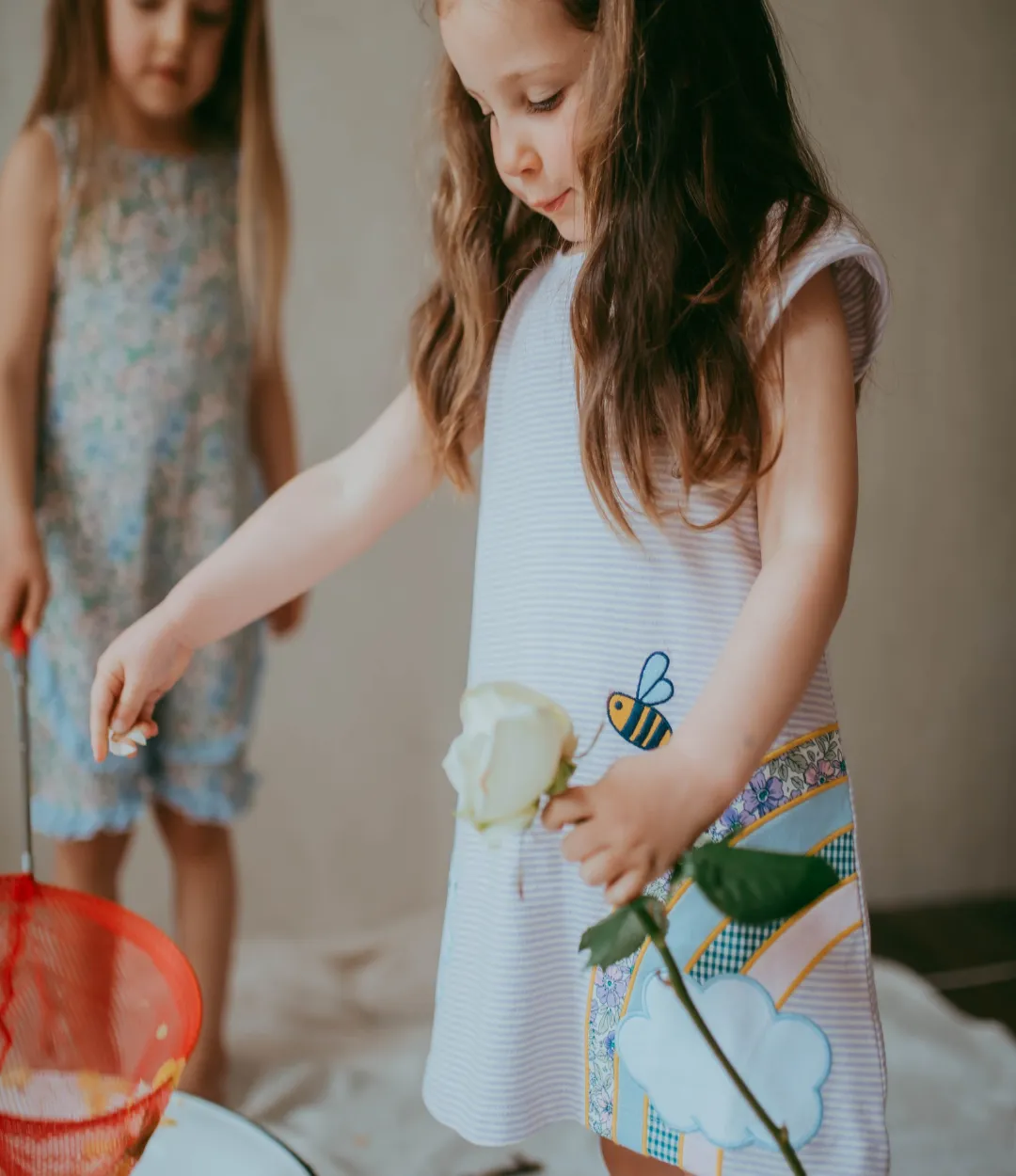 Multicoloured Bunny And Bees Applique Dress