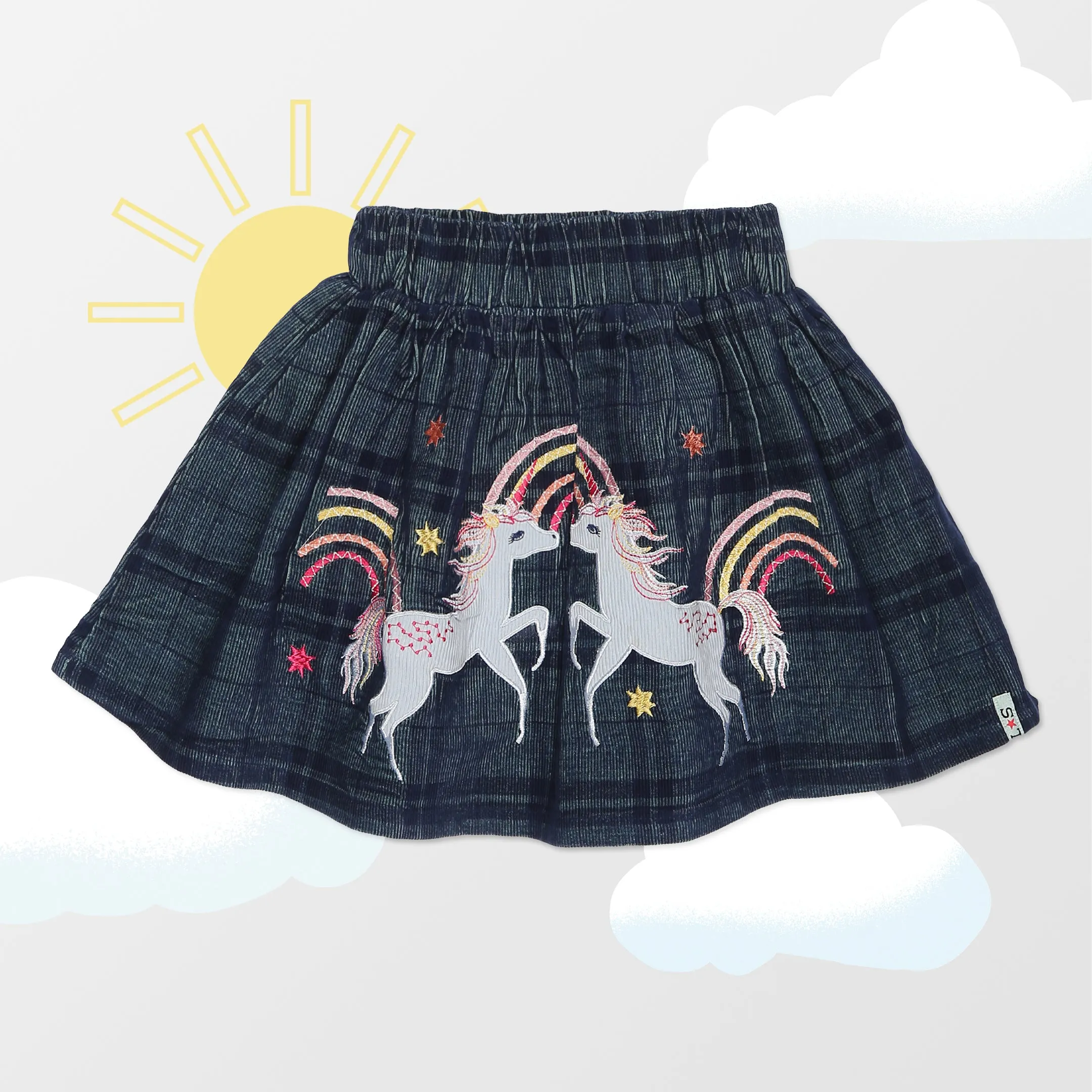 Multicoloured Unicorn Applique Skirt