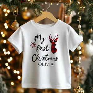 My First Christmas Stag Personalised Toddler & Kids T Shirt