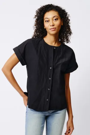 Natalie Short Sleeve Placket Shirt - Black