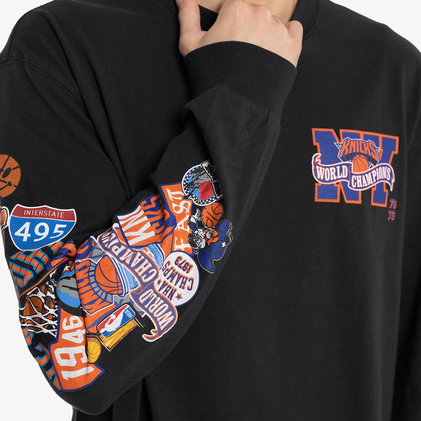 New York Knicks Overlap Long Sleeve Tee - Faded Black