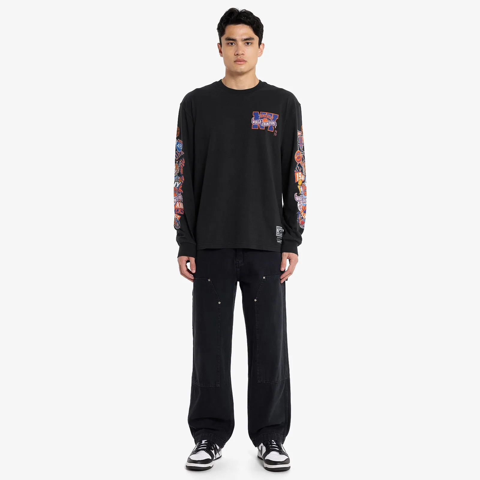 New York Knicks Overlap Long Sleeve Tee - Faded Black