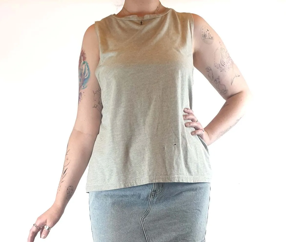 Nude Lucy grey sleeveless top size L (small fit, best fits size 12)