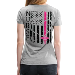 Nurse Flag Back Caduceus Front Women’s Premium T-Shirt (CK1824)