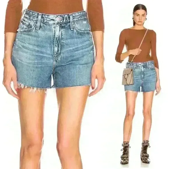 NWT AG Jeans &quot;Mikkel&quot; Denim Distressed High Rise Short in 20-Year Vintage