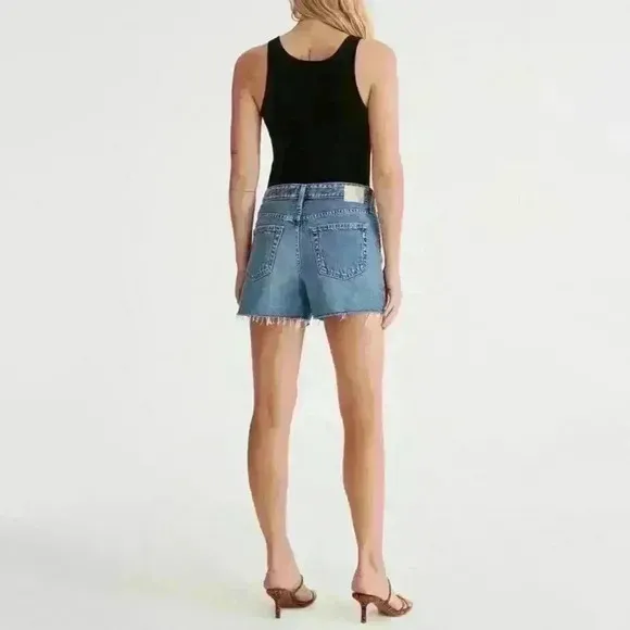 NWT AG Jeans &quot;Mikkel&quot; Denim Distressed High Rise Short in 20-Year Vintage
