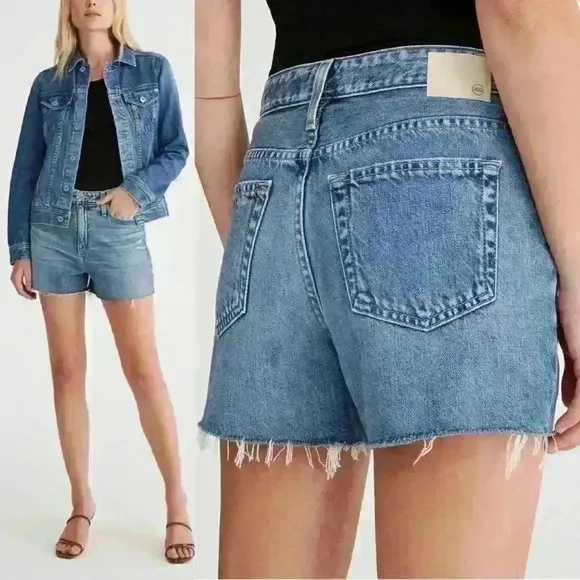 NWT AG Jeans &quot;Mikkel&quot; Denim Distressed High Rise Short in 20-Year Vintage
