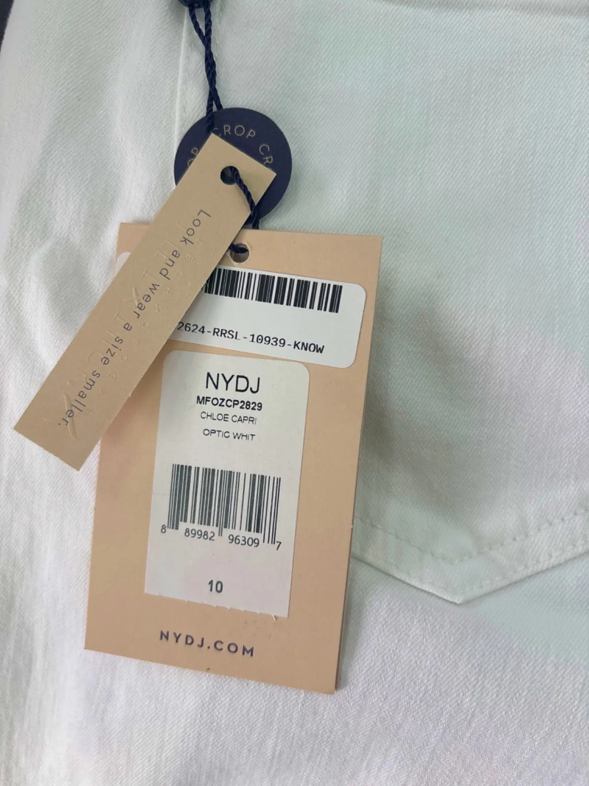 NYDJ Optic White Chloe Crop  Jeans Size 14