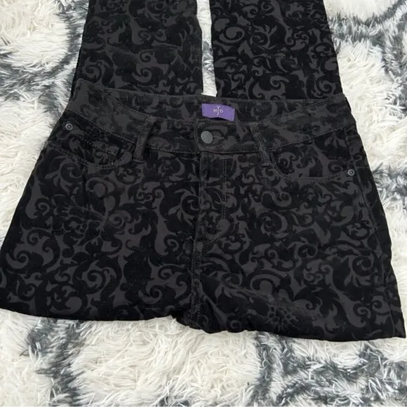 NYDJ Samantha Black Medallion Velvet Embroidered Jeans