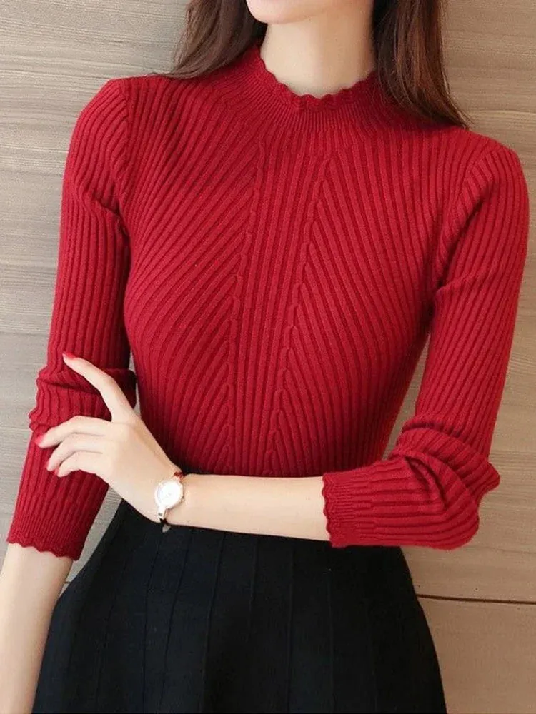 Obsidian Phoenix Women's Ruffle Mock Neck Sweater