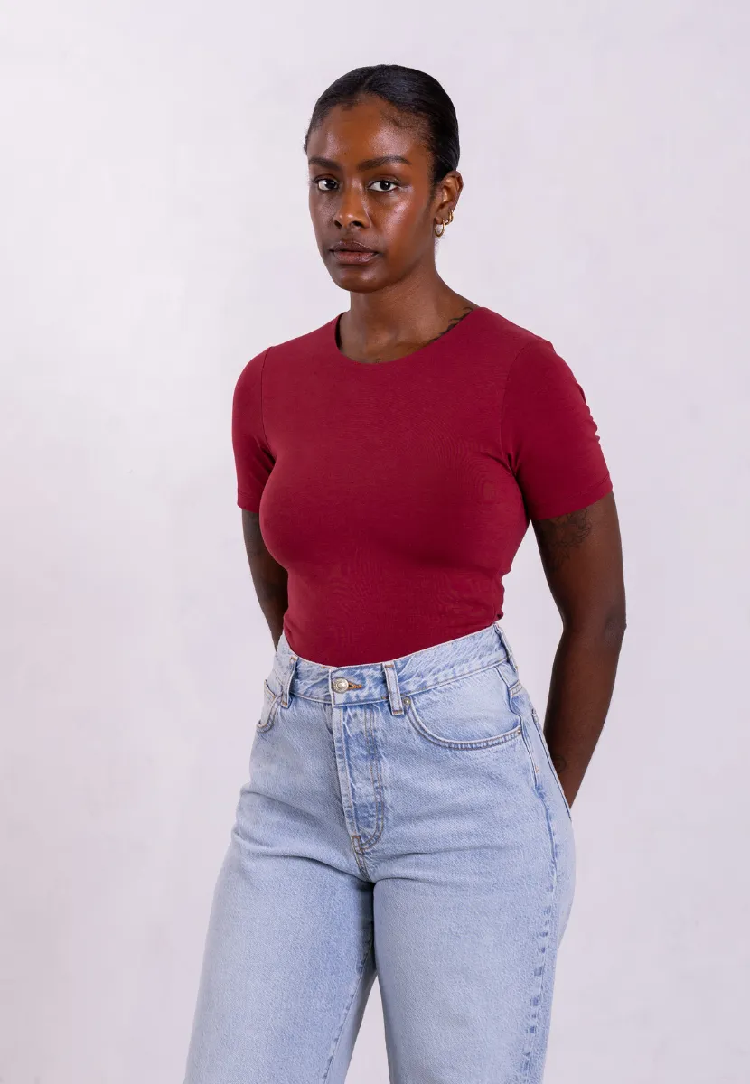 Organic Cotton Crew T-Shirt, Ruby Wine