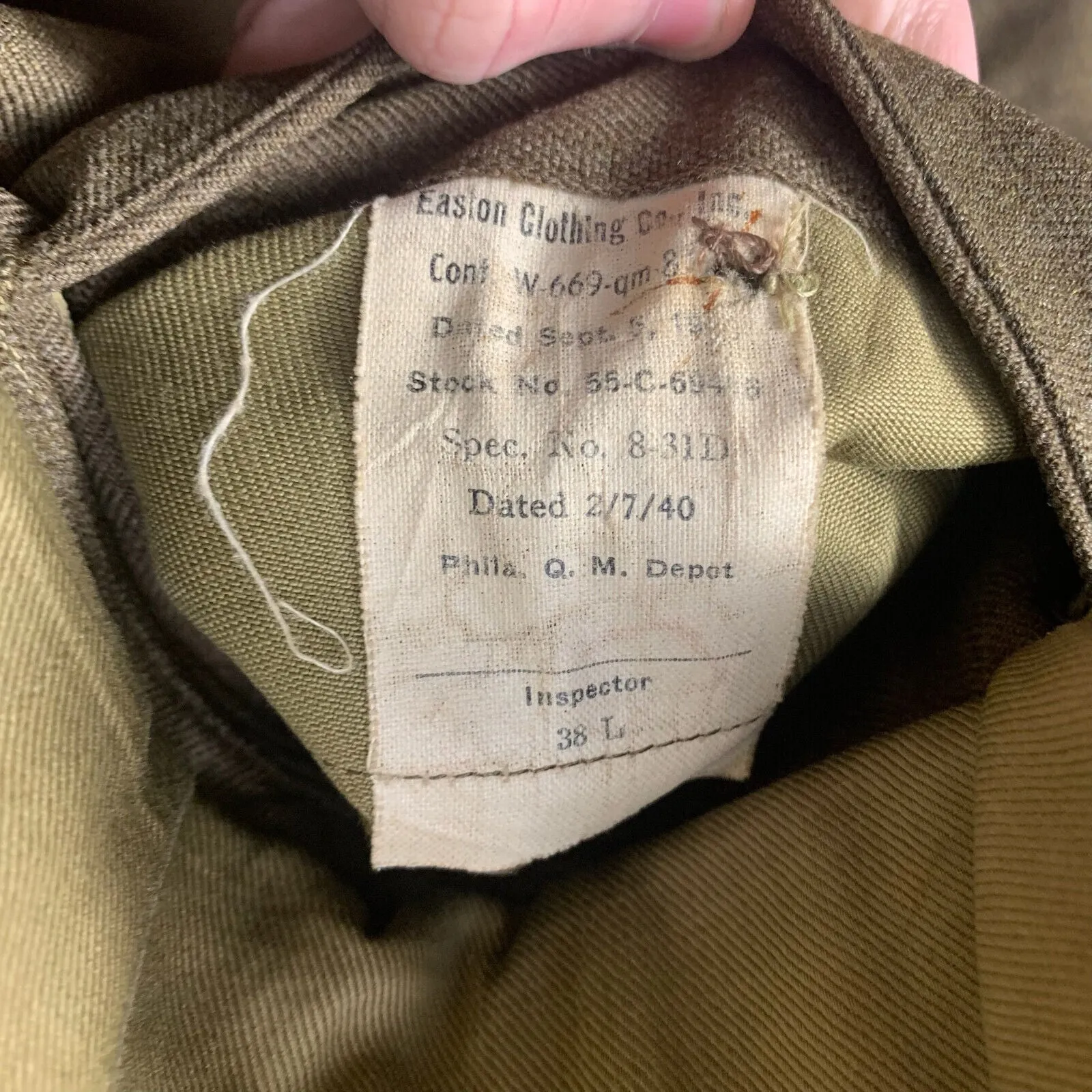 Original WW2 US Army Class A Dress Jacket 1940 - Private Ryan Prop - 38" Large