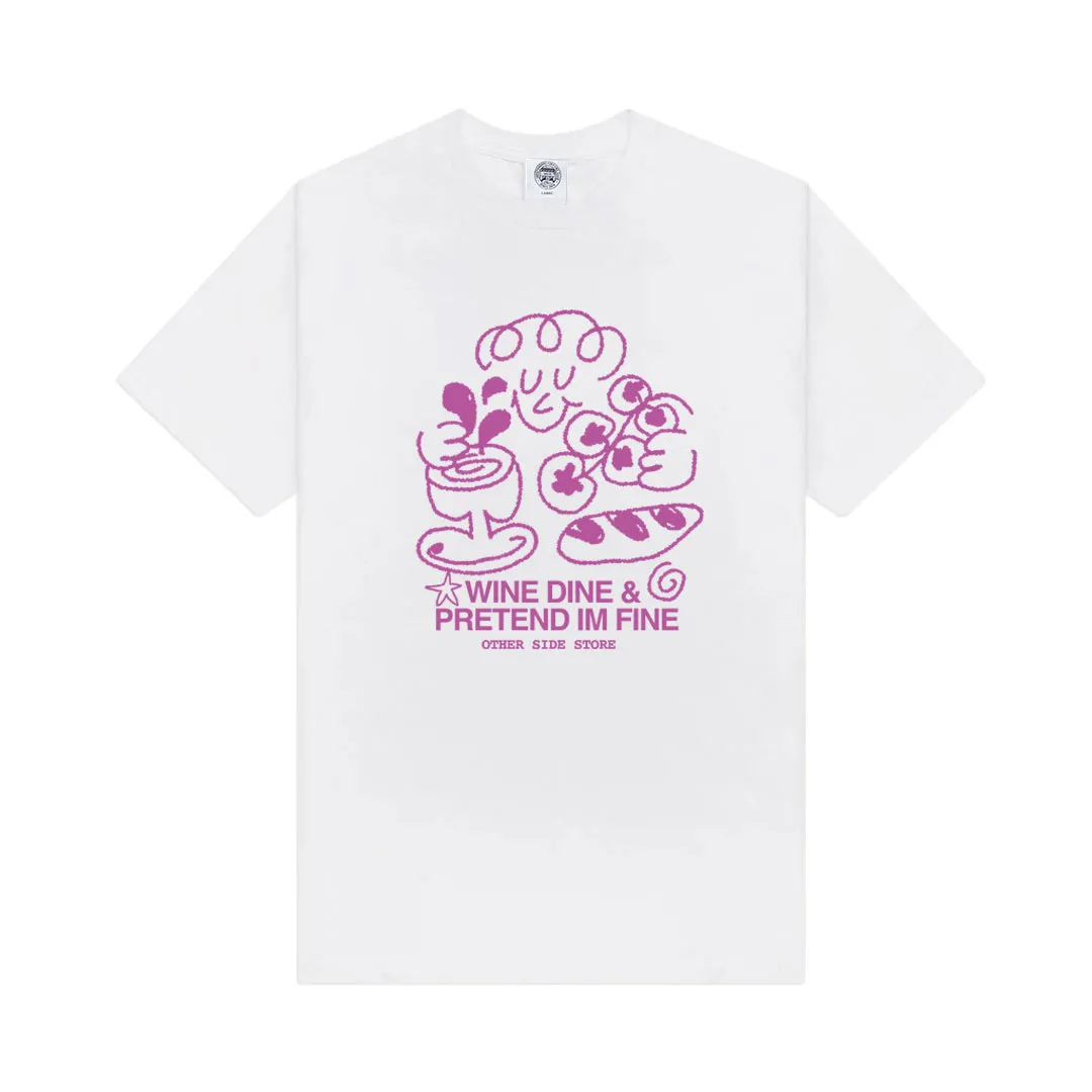 Other Side Store 'Wine, Dine & Pretend' Tee - White