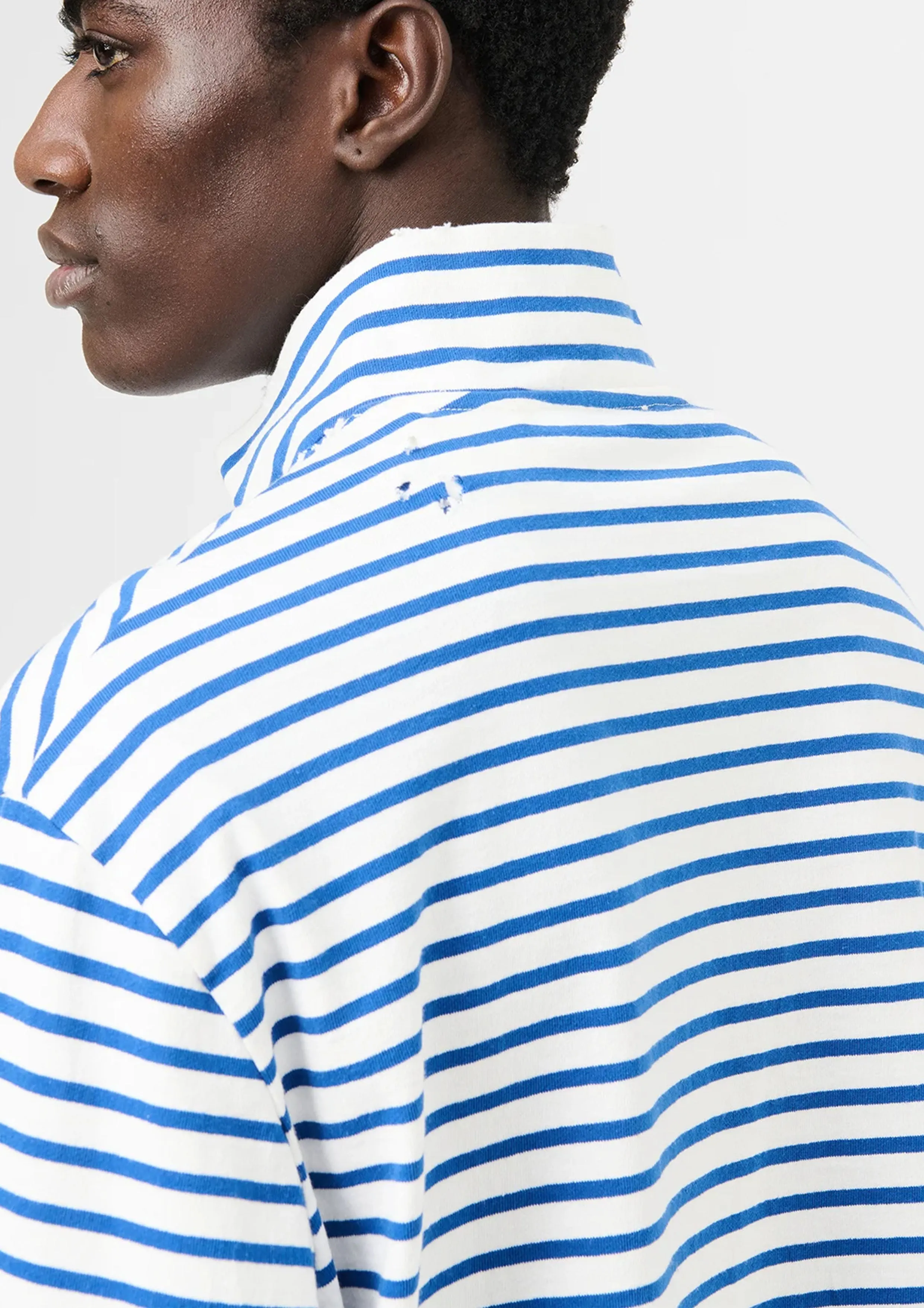 OUR LEGACY - SHRUNKEN FULLZIP POLO GENOVA STRIPE ROUGH COTTON