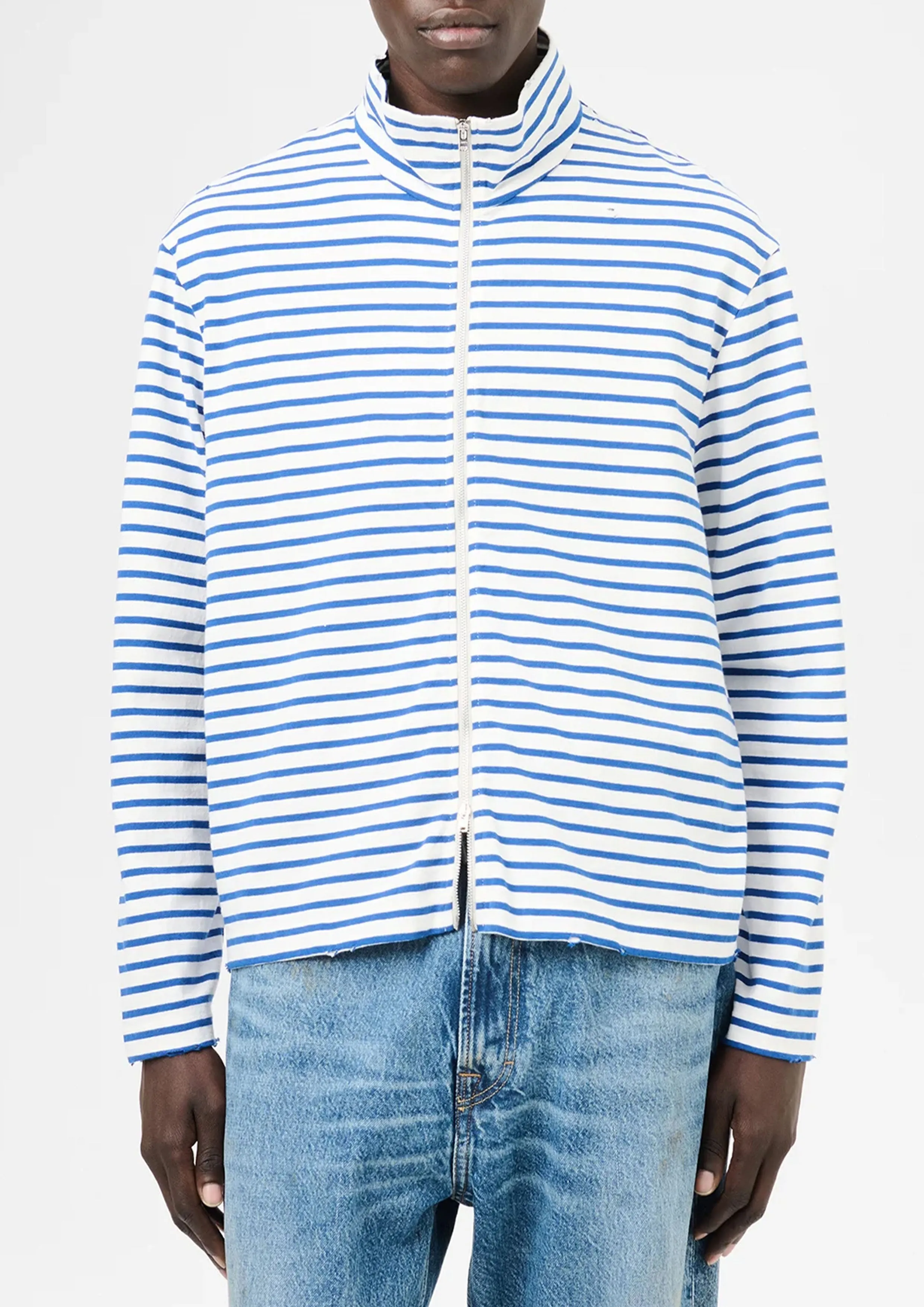 OUR LEGACY - SHRUNKEN FULLZIP POLO GENOVA STRIPE ROUGH COTTON