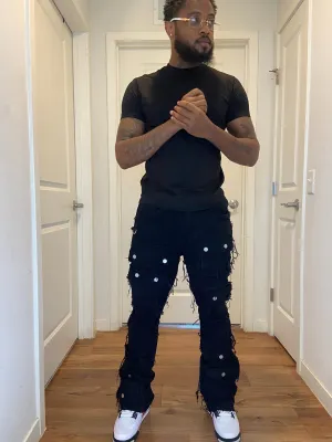 Out pocket men stacked jeans black