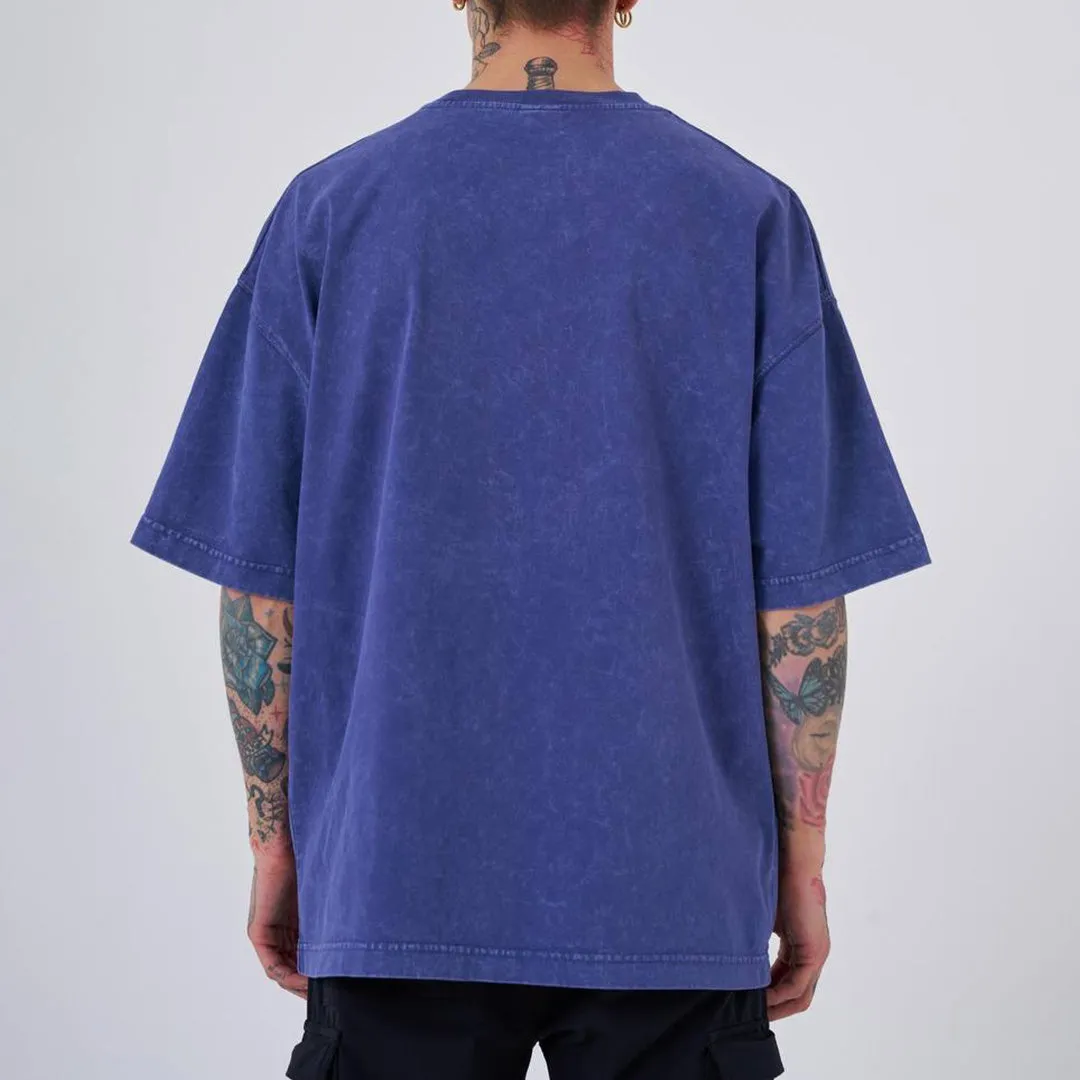 OVERSIZE ACID WASH T-SHIRT - BLUE