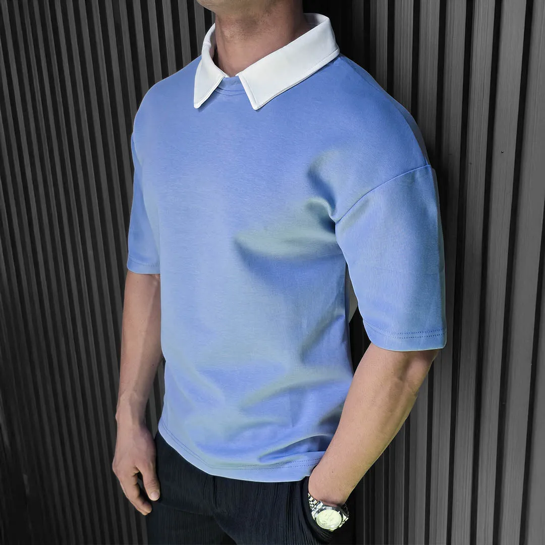 OVERSIZE SOLID COTTON POLO T-SHIRT