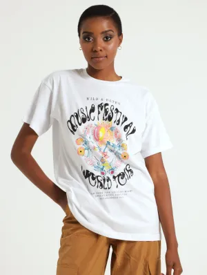 Oversized Dragon Tee - White
