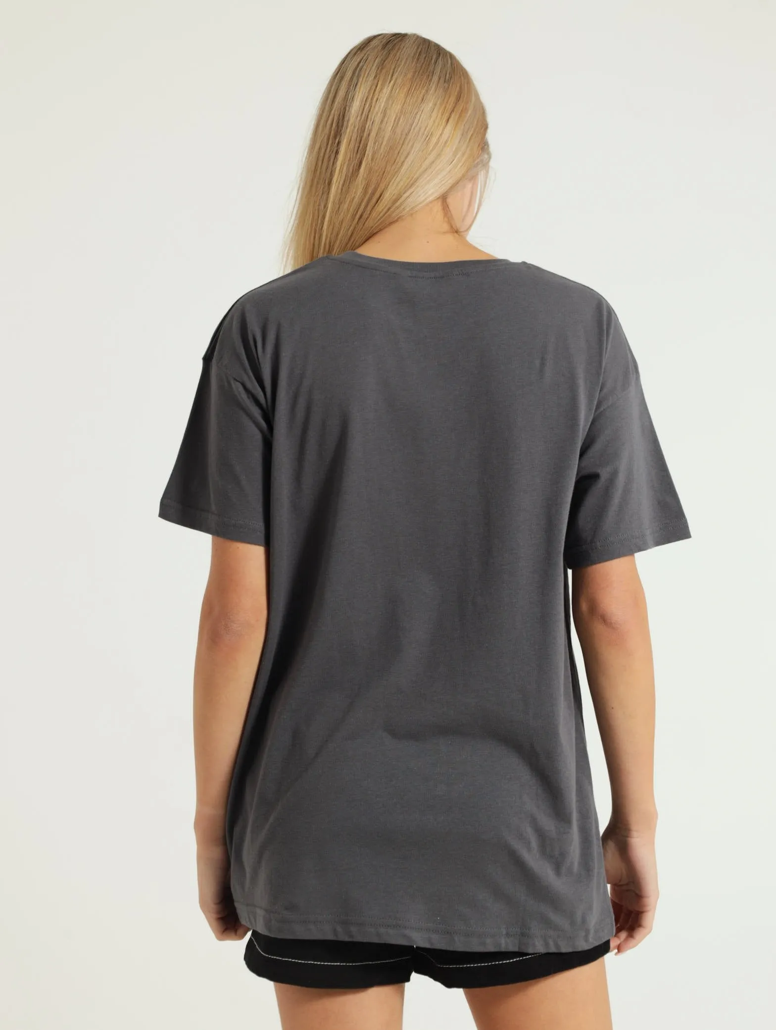 Oversized Printed Tee - Charcoal
