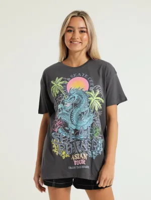 Oversized Printed Tee - Charcoal