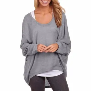 Oversized T Shirts Baggy Women Long Sleeve Tops Tee Casual Women Clothing Loose Jumper Bat Pullover T-shirt