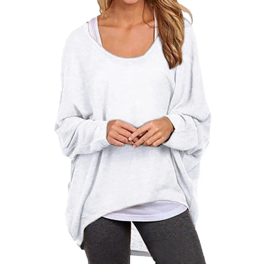 Oversized T Shirts Baggy Women Long Sleeve Tops Tee Casual Women Clothing Loose Jumper Bat Pullover T-shirt