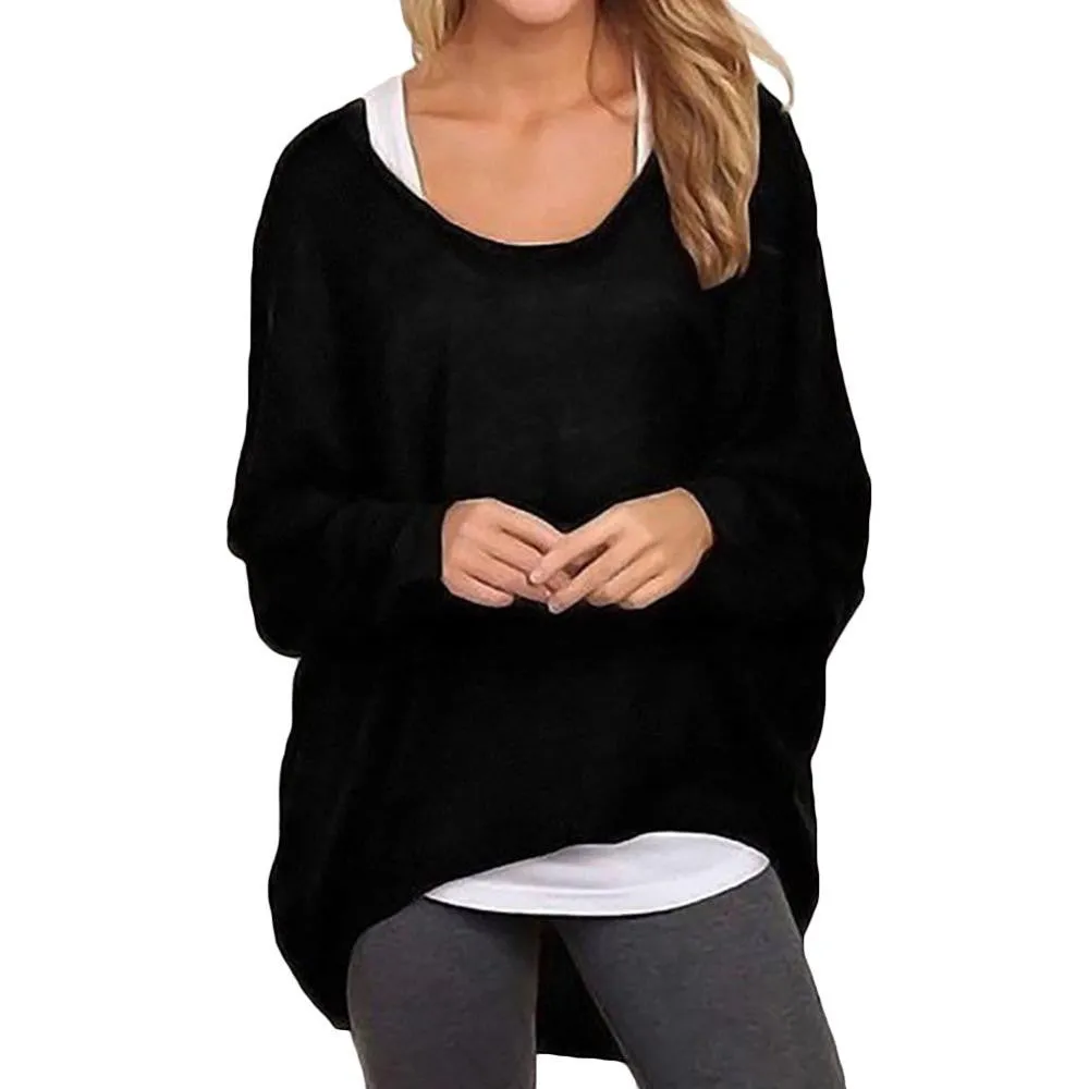 Oversized T Shirts Baggy Women Long Sleeve Tops Tee Casual Women Clothing Loose Jumper Bat Pullover T-shirt