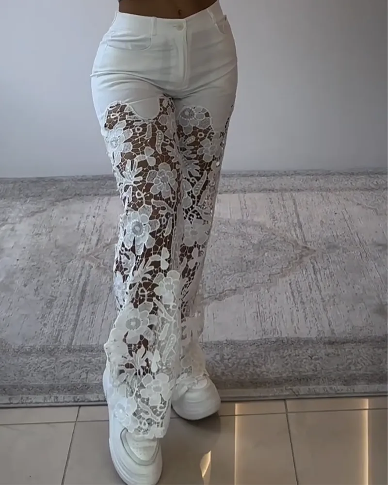 Patchwork Lace Pattern Trousers (Pre-Sale)
