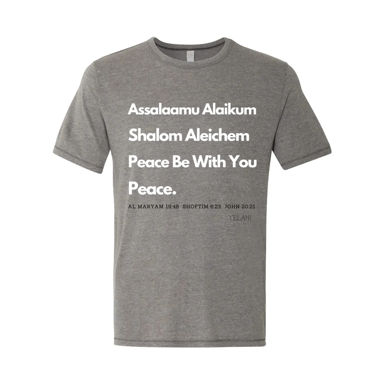 Peace & Blessings Men’s T-Shirt – Unity Message in Arabic, Hebrew & English