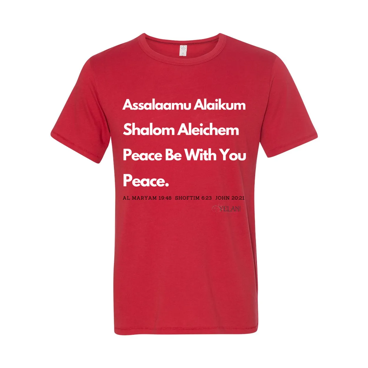 Peace & Blessings Men’s T-Shirt – Unity Message in Arabic, Hebrew & English