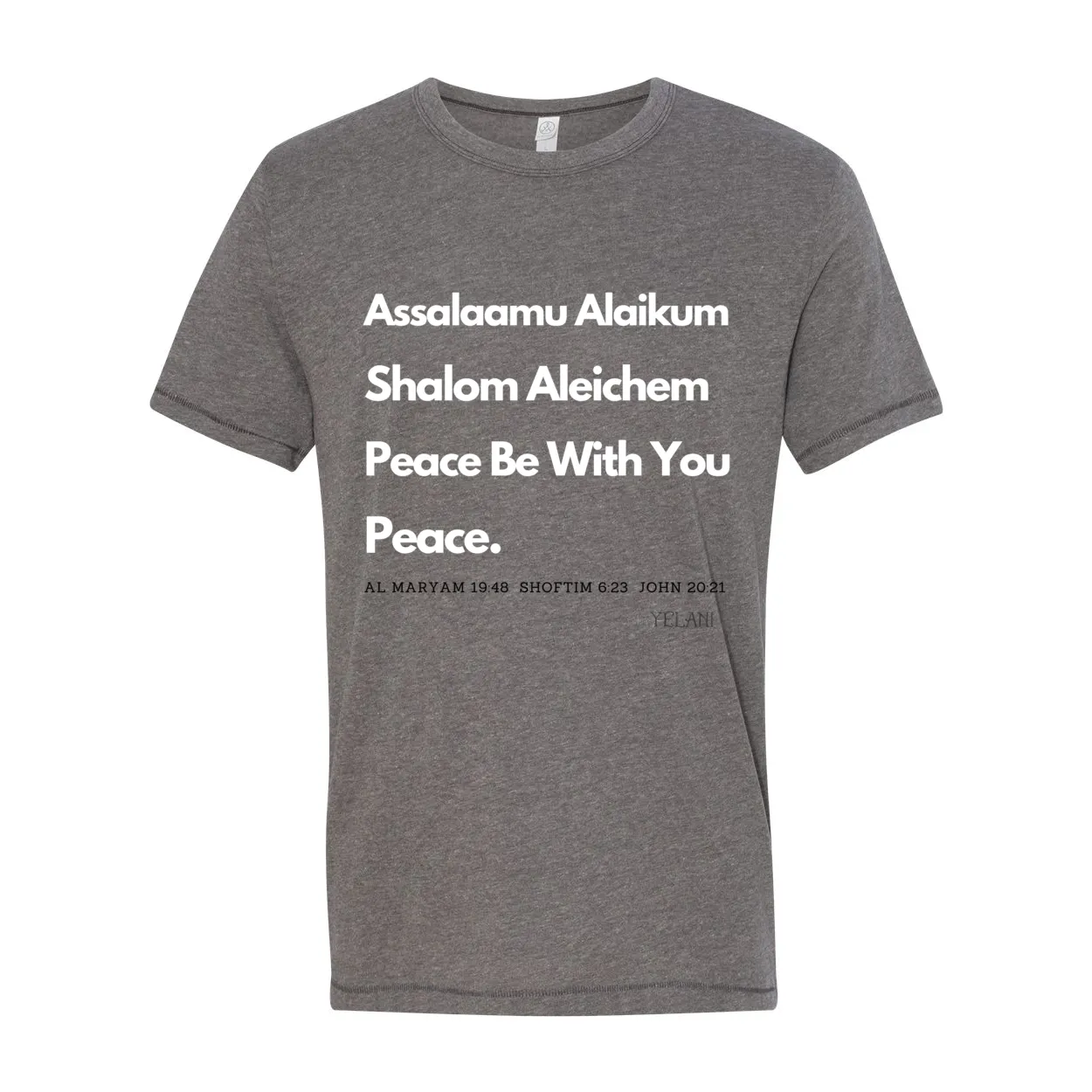 Peace & Blessings Men’s T-Shirt – Unity Message in Arabic, Hebrew & English