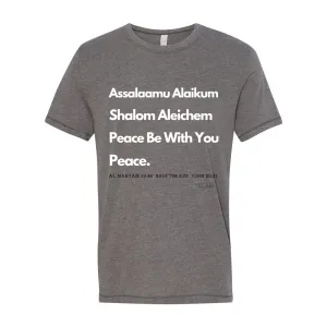 Peace & Blessings Men’s T-Shirt – Unity Message in Arabic, Hebrew & English