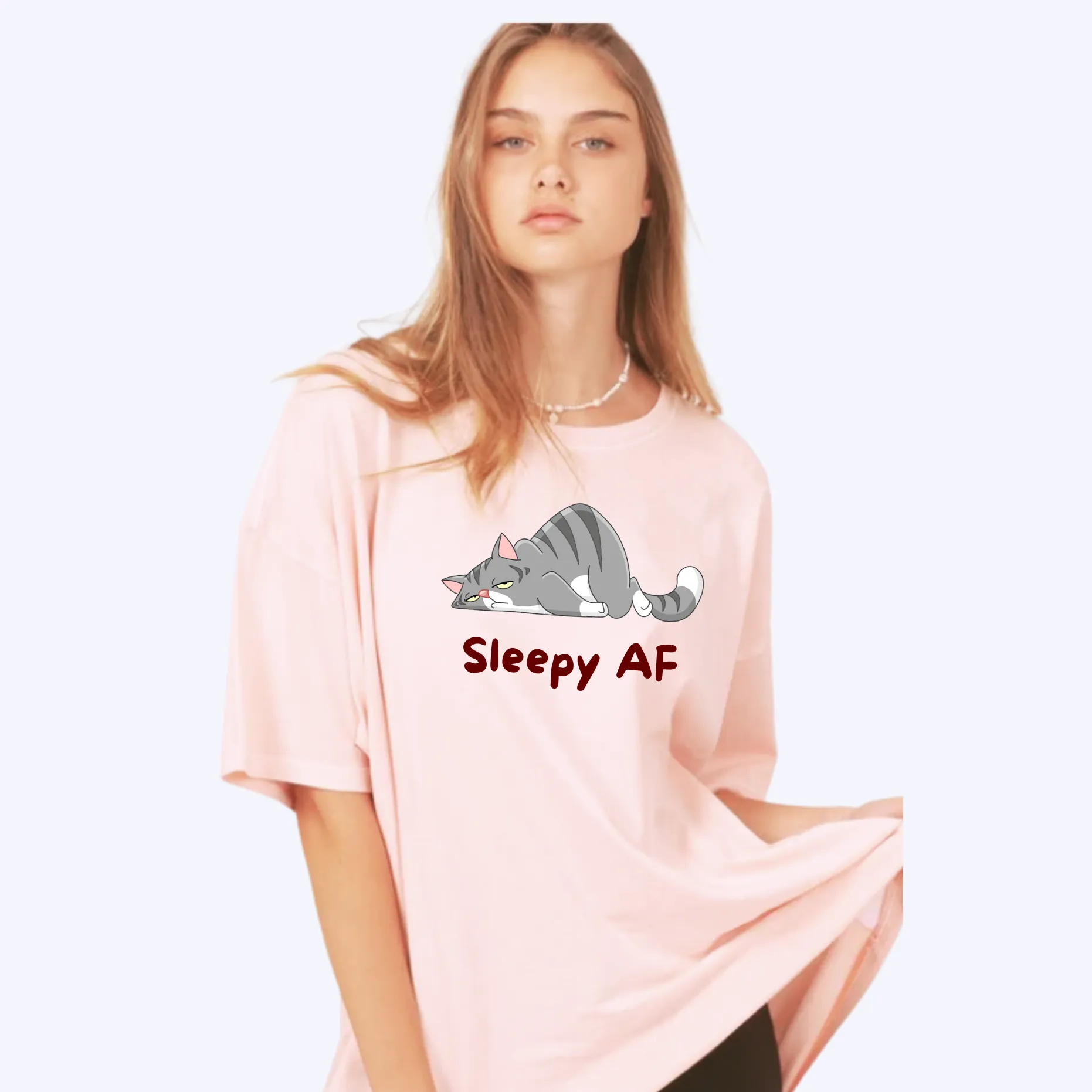 Peach Blossom Oversized Printed T-Shirt