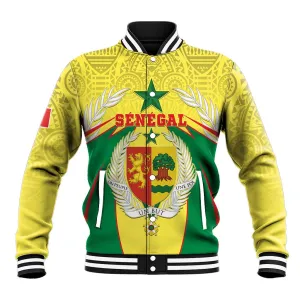 Personalised Afro Senegal Baseball Jacket Coat Of Arms Mix African Pattern LT15