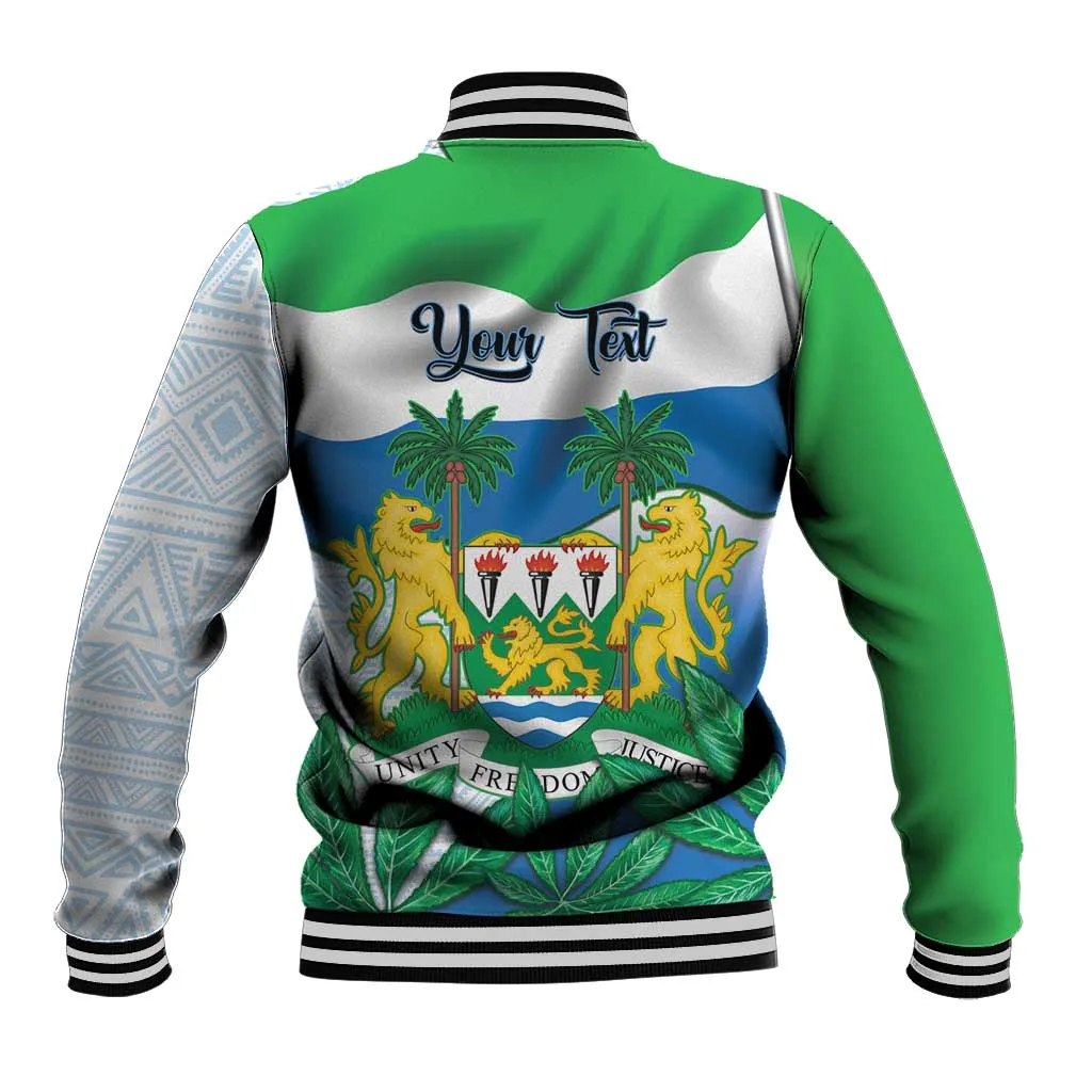 Personalised Afro Sierra Leone Baseball Jacket Chimp With Drum - Happy Independence Day LT14