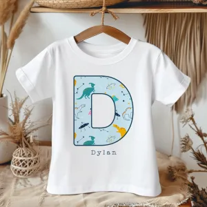 Personalised Name Dinosaurs & Universe Pattern Toddler & Kids T Shirt