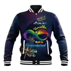 Personalized As Long As I Breathe You'll Be Remembered Baseball Jacket Luxury Dragonfly - Feather Infinity LT01