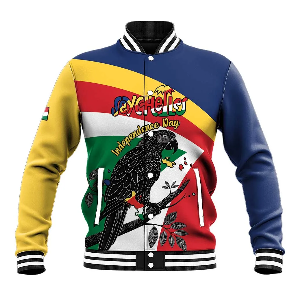Personalized Happy Seychelles Independence Day Baseball Jacket Black Parrot Coat Of Arms LT15