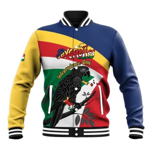 Personalized Happy Seychelles Independence Day Baseball Jacket Black Parrot Coat Of Arms LT15